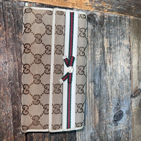 Gucci GG canvas-leather long wallet double-sided Bow - Picture 4 of 10